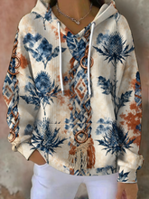 Sweat à capuche imprimé floral bohème femme